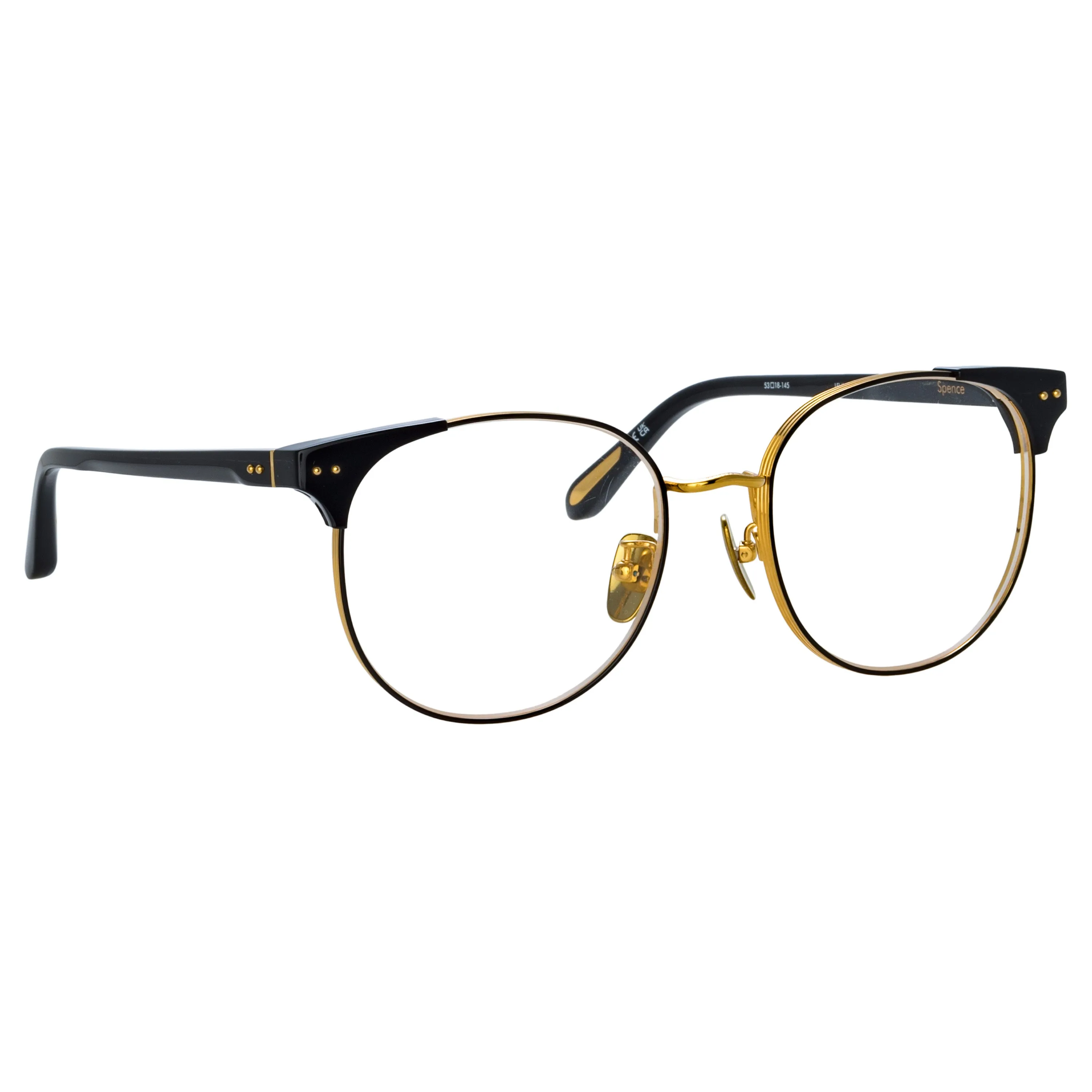 Men's Spence Oval Optical Frame in Black and Yellow Gold sold by Linda Farrow product image thumbnail 3