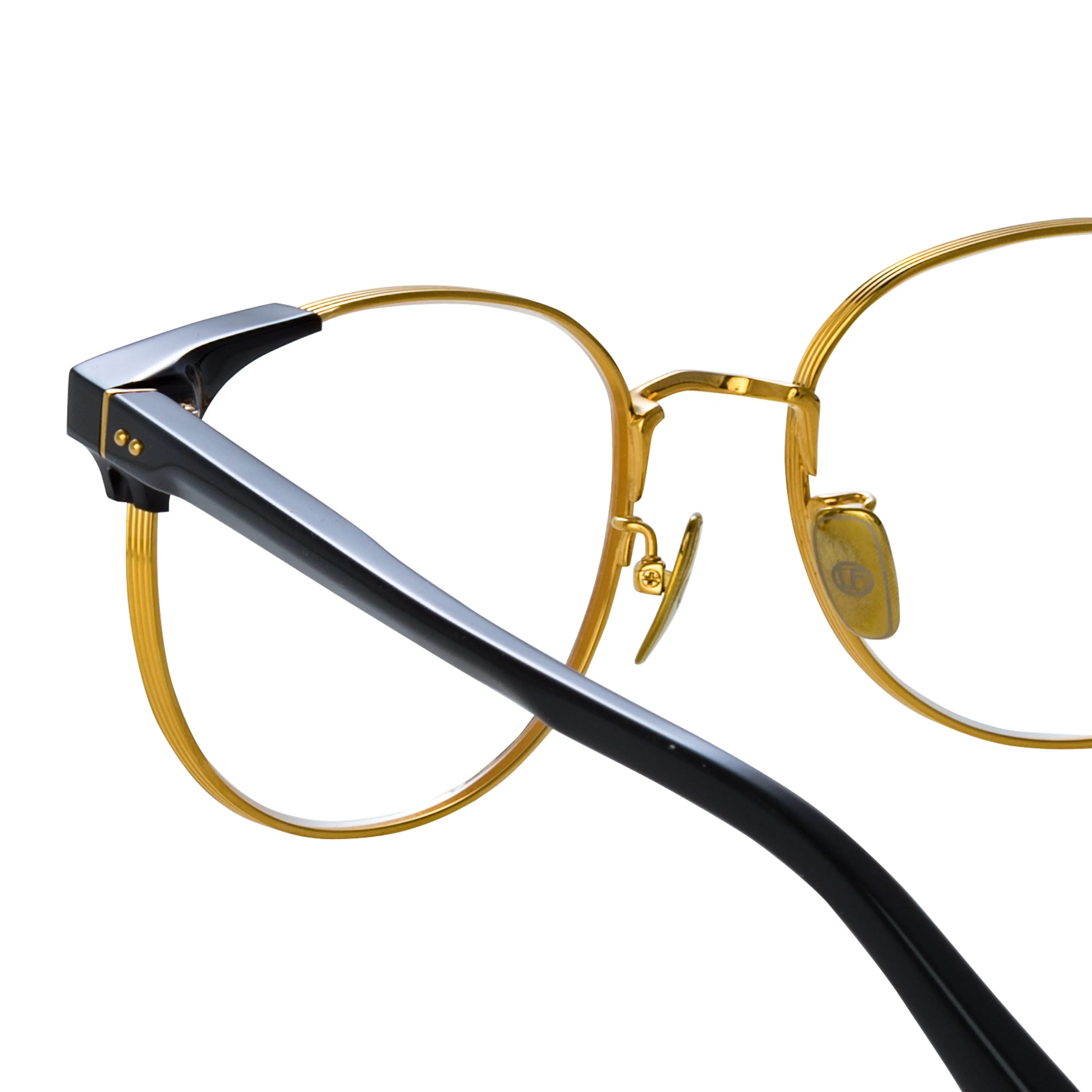 Men's Spence Oval Optical Frame in Black and Yellow Gold sold by Linda Farrow product image thumbnail 5