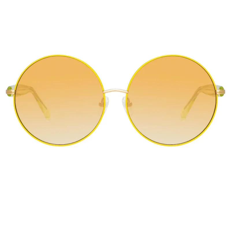 Matthew Williamson Posy Round Sunglasses in Yellow Gold sold by Linda Farrow