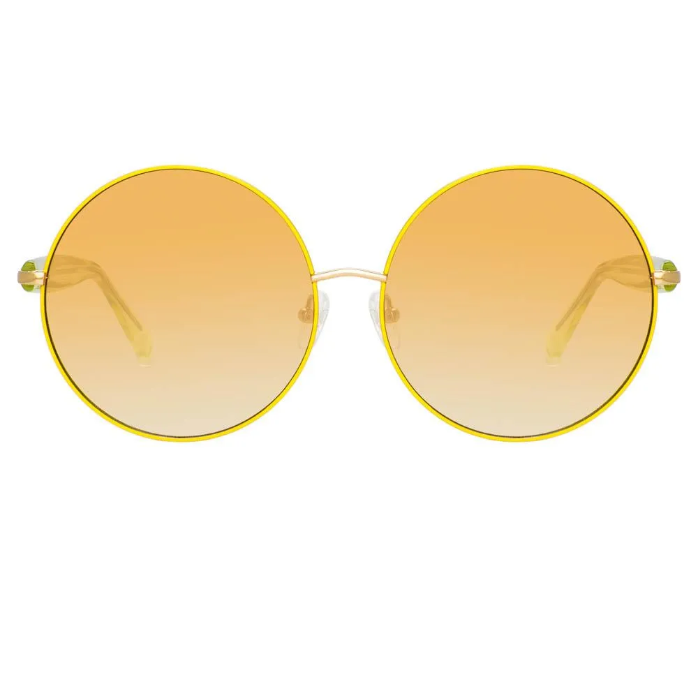 Matthew Williamson Posy Round Sunglasses in Yellow Gold sold by Linda Farrow