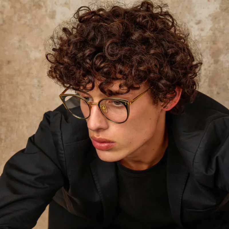 Men's Neusa Oval Optical Frame in Yellow Gold sold by Linda Farrow