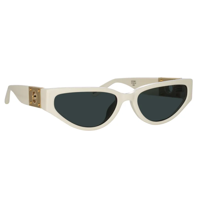 Tomie Cat Eye Sunglasses in White sold by Linda Farrow
