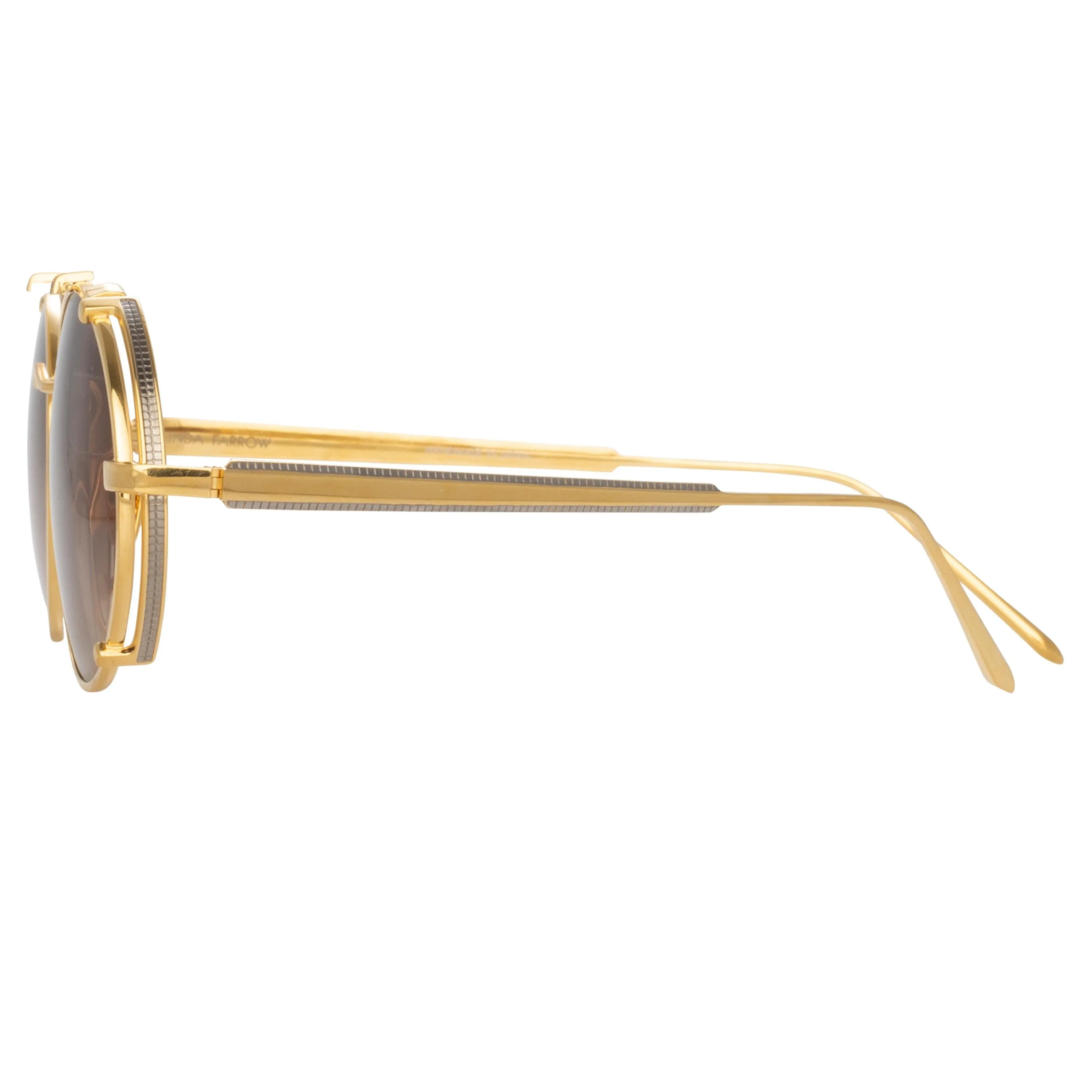 Jimi Oval Sunglasses in Yellow Gold (Men's) sold by Linda Farrow product image thumbnail 3
