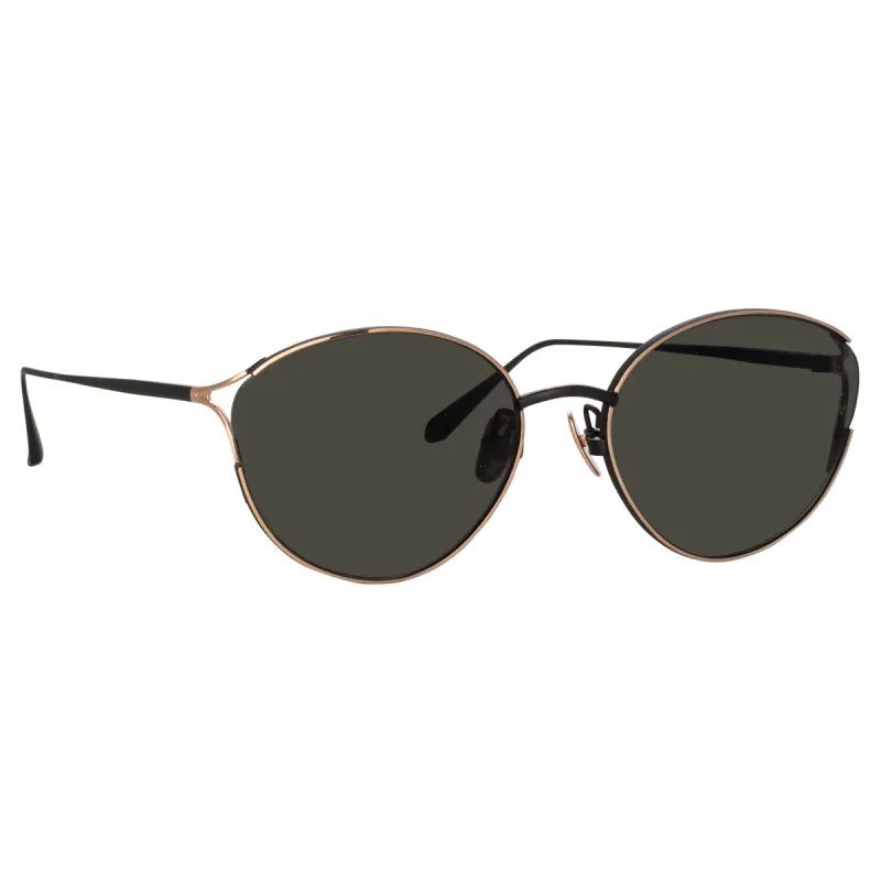 Fielder Cat Eye Sunglasses in Matt Nickel sold by Linda Farrow