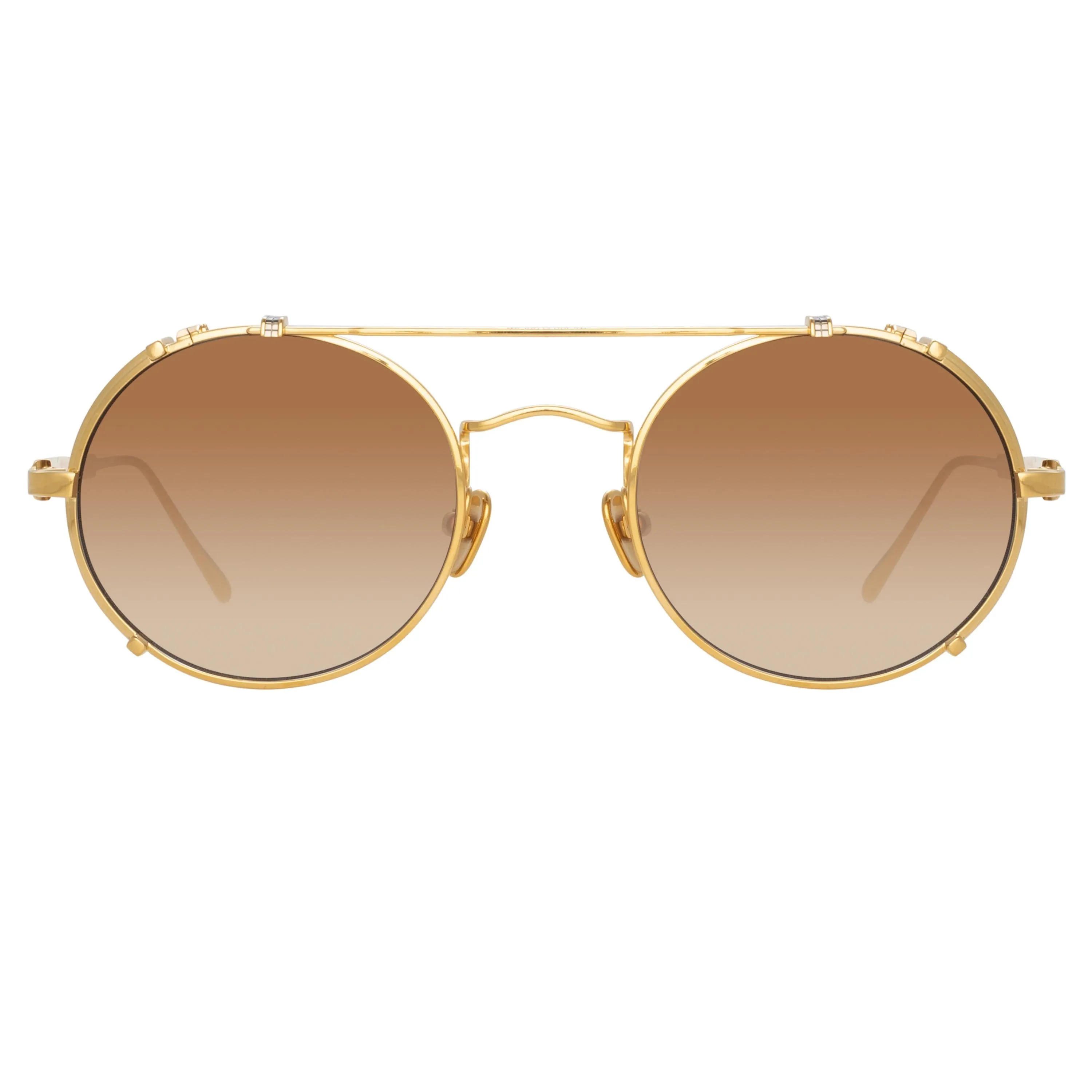 Jimi Oval Sunglasses in Yellow Gold (Men's) sold by Linda Farrow