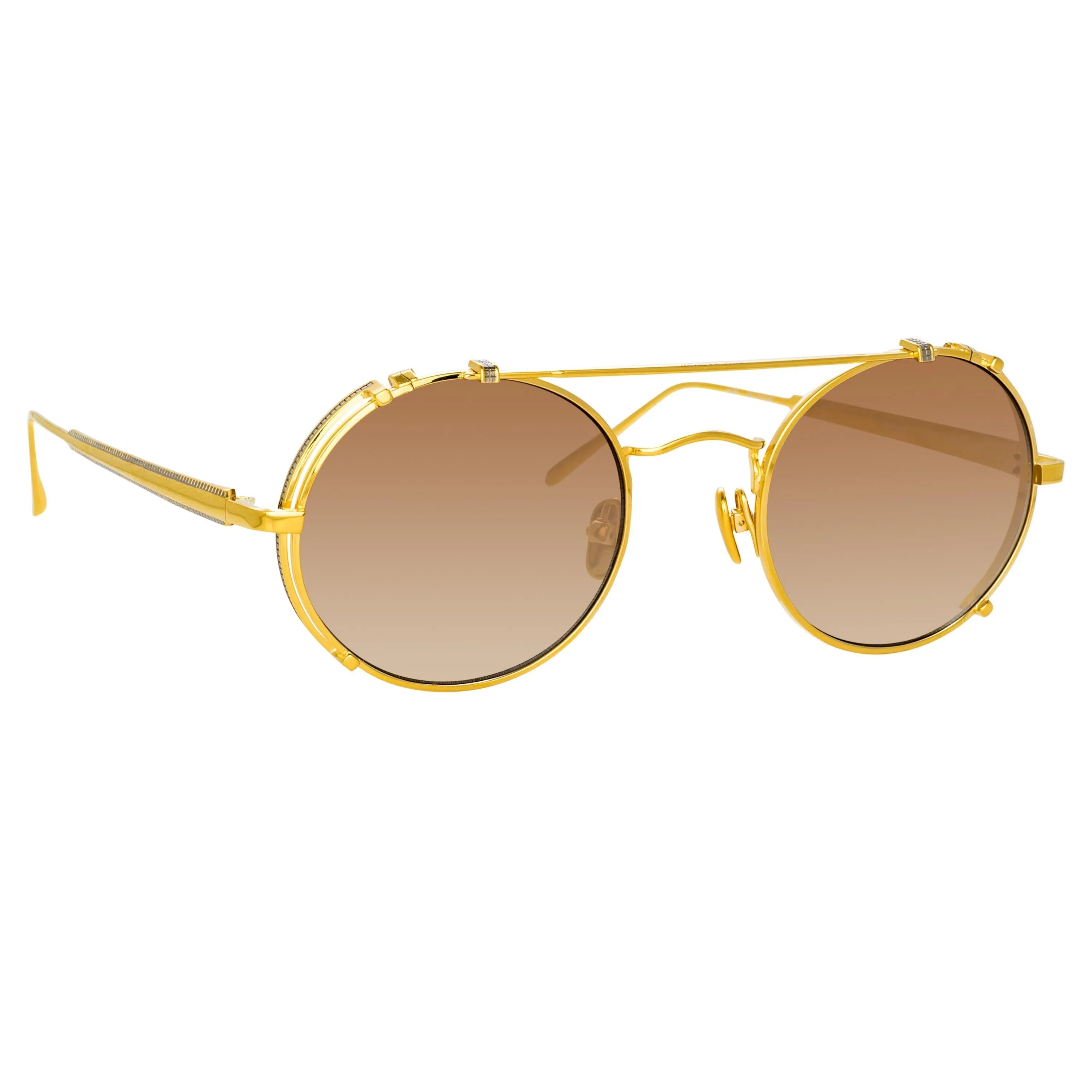 Jimi Oval Sunglasses in Yellow Gold (Men's) sold by Linda Farrow product image thumbnail 2