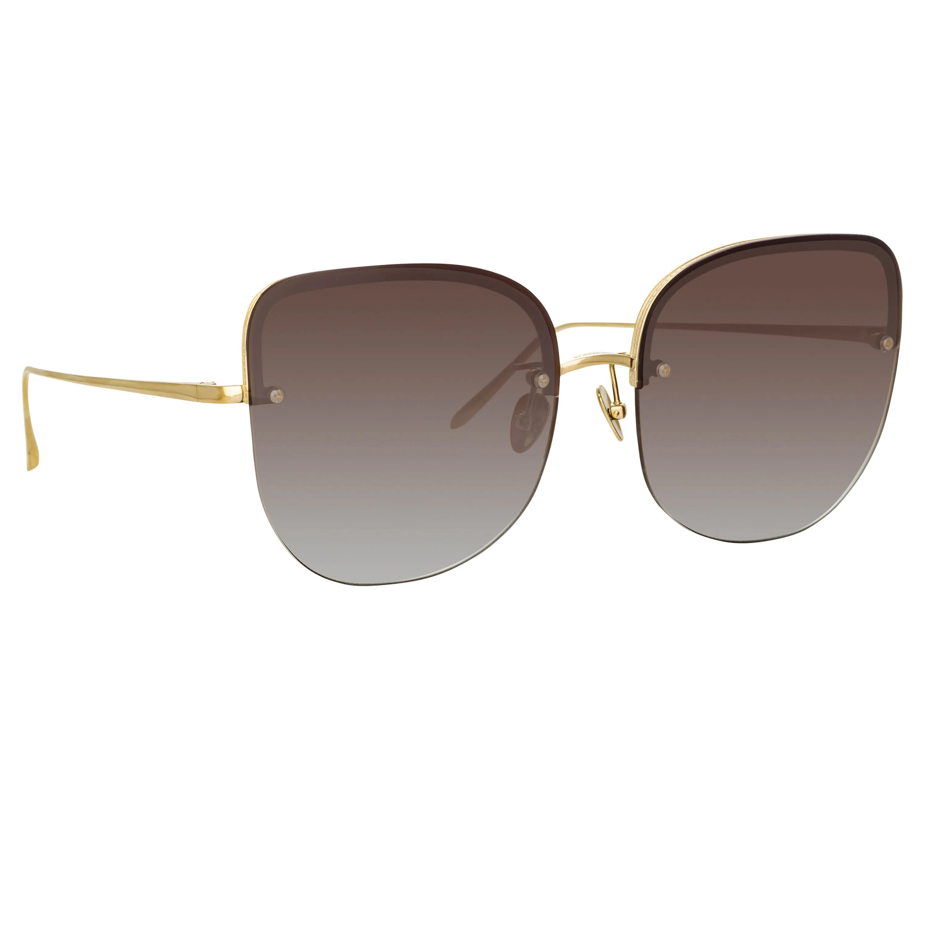 Loni Cat Eye Sunglasses in Light Gold and Grey sold by Linda Farrow product image thumbnail 3