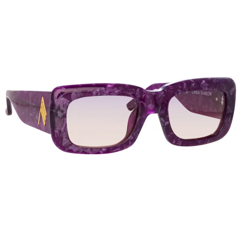 The Attico Marfa Rectangular Sunglasses in Purple sold by Linda Farrow