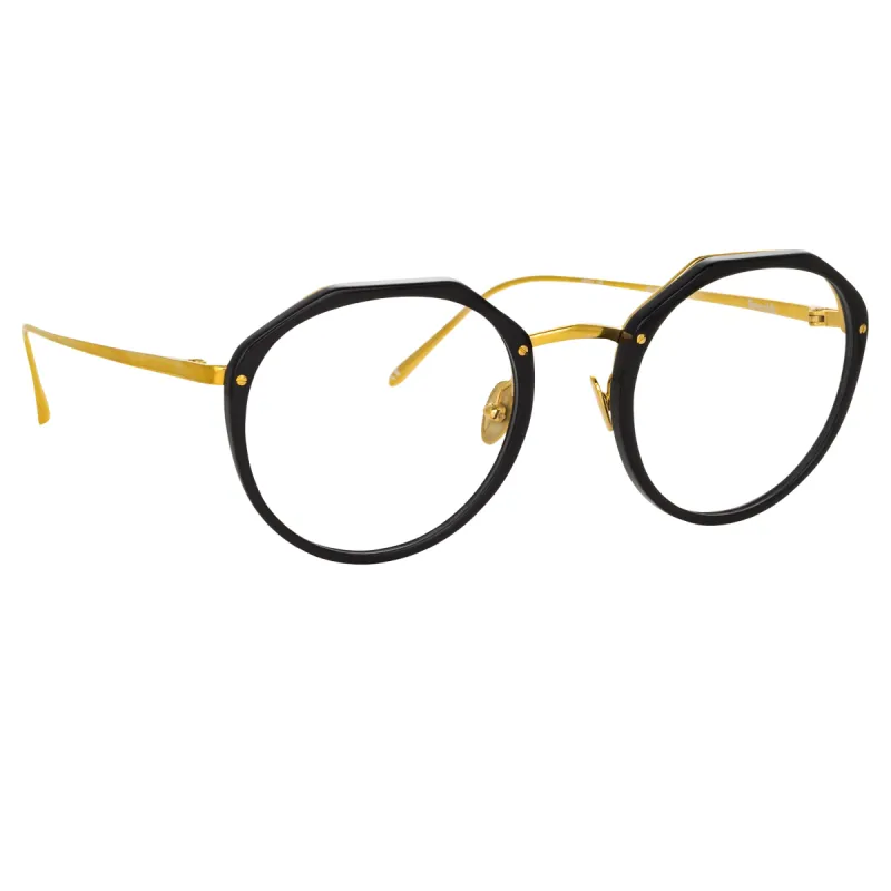 Reynolds Angular Optical Frame in Black sold by Linda Farrow