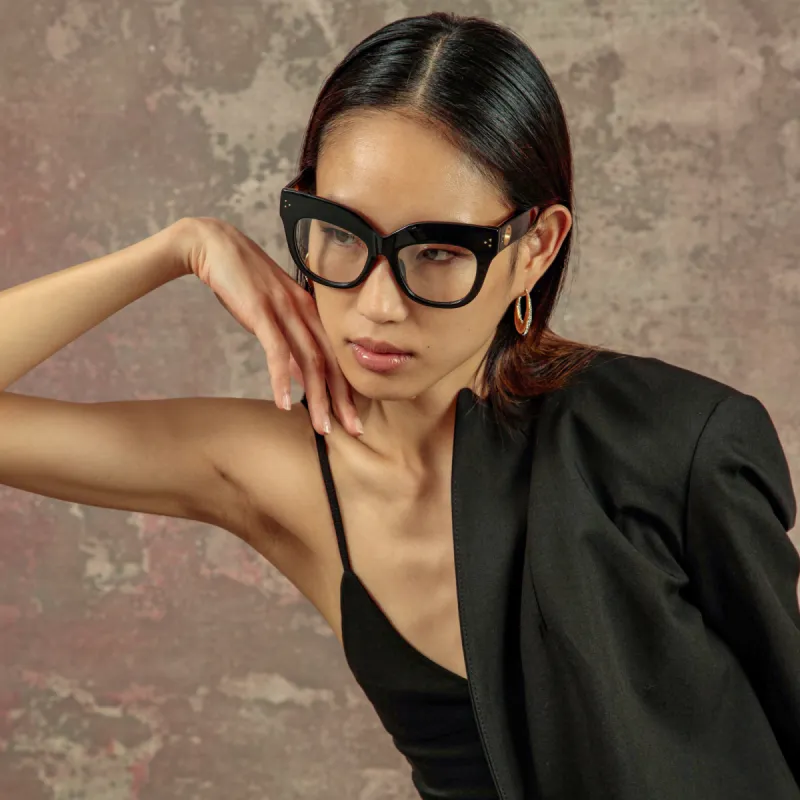 The Dunaway | Oversized Optical Frame in Black (C14) sold by Linda Farrow