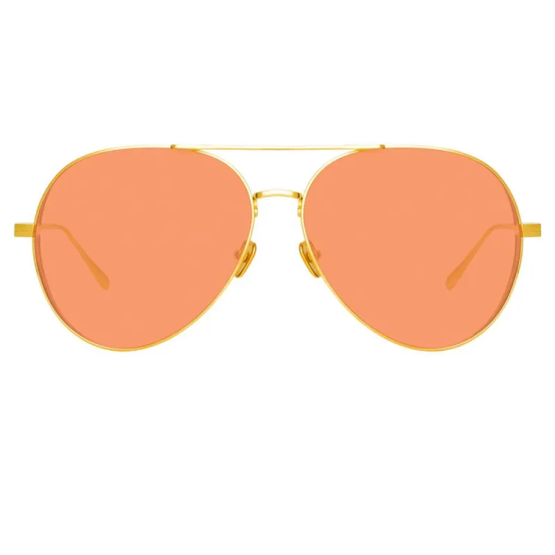 Ace Aviator Sunglasses in Yellow Gold sold by Linda Farrow