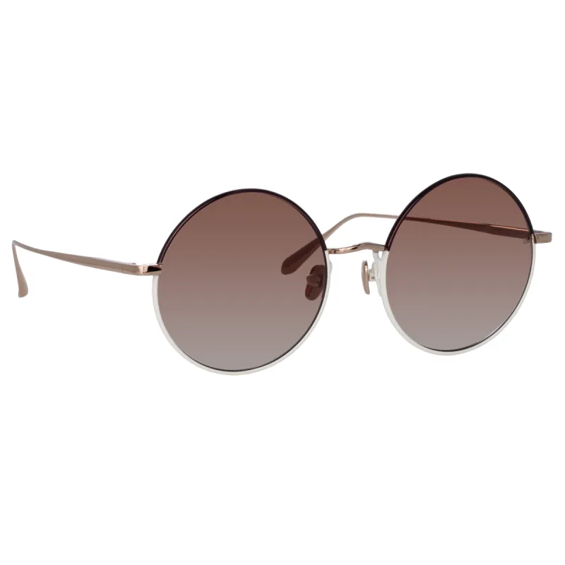 Bea Round Sunglasses in Light Gold and Brown sold by Linda Farrow