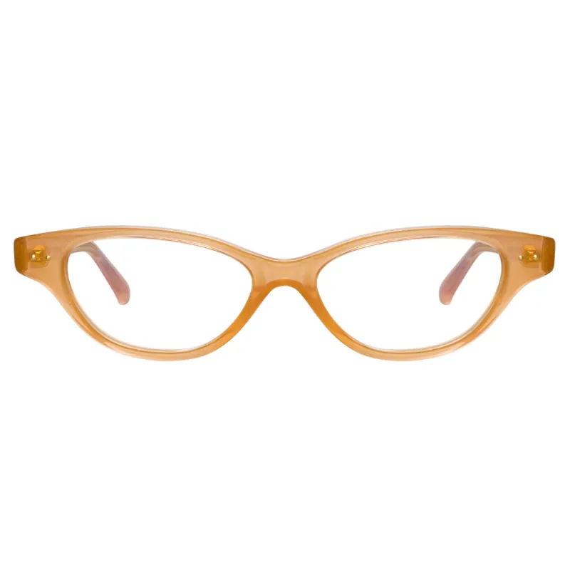 Alessandra Cat Eye Optical Frame in Peach sold by Linda Farrow