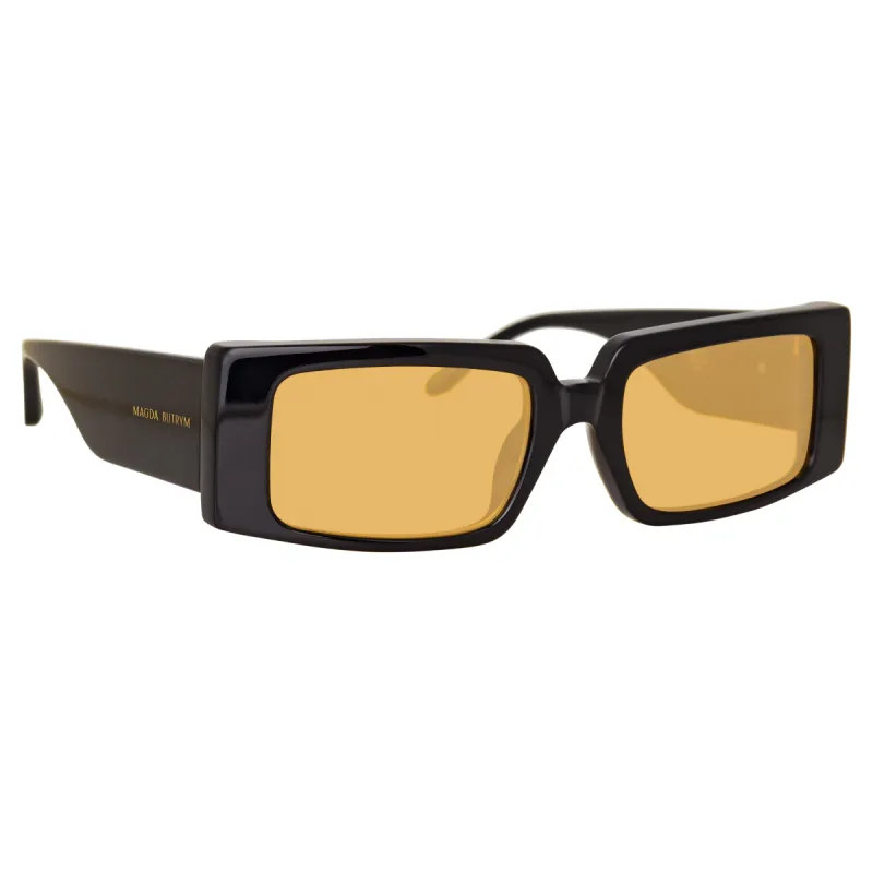 Magda Butrym x LF Rectangular Sunglasses with Orange Lenses sold by Linda Farrow