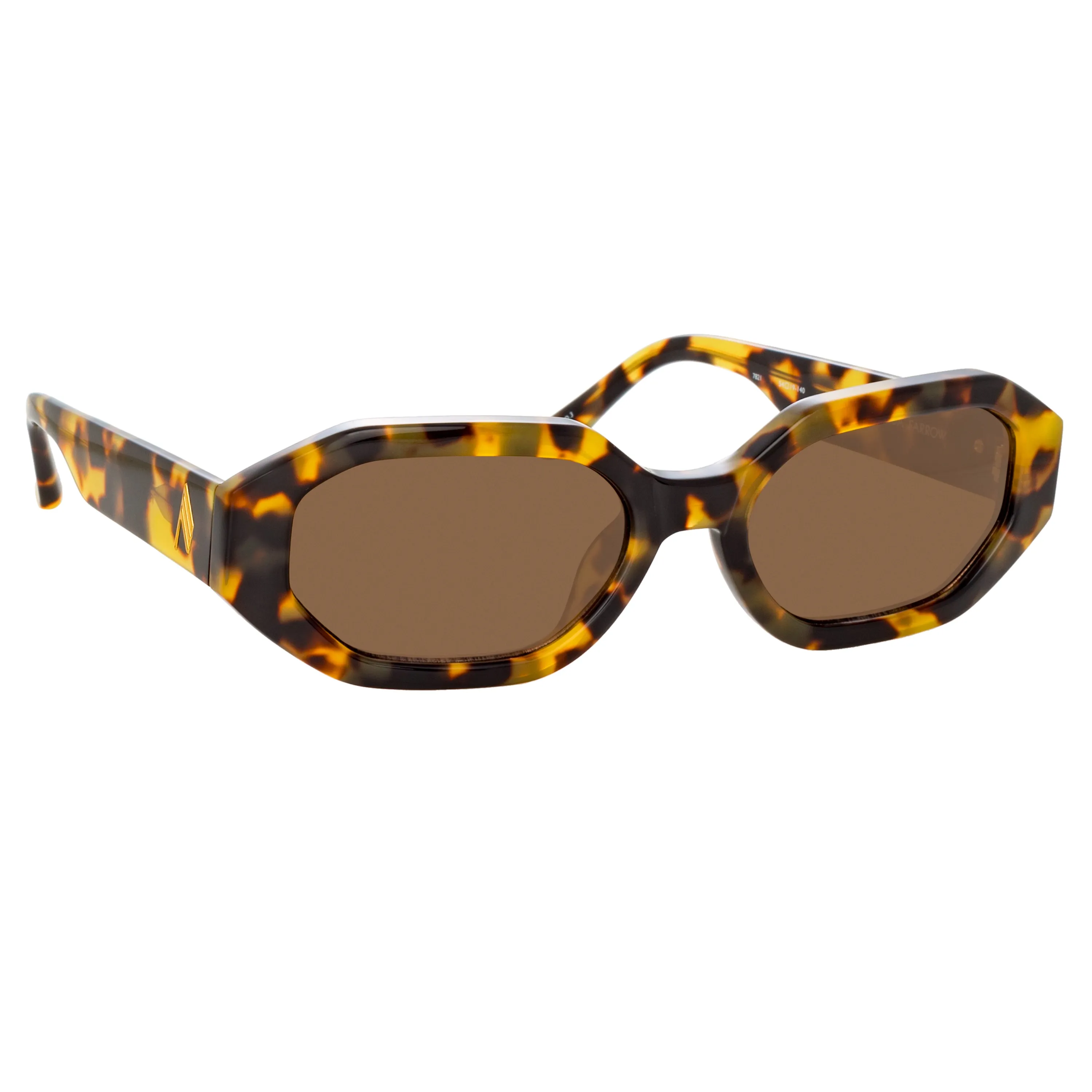 The Attico Irene Angular Sunglasses in Tortoiseshell and Brown sold by Linda Farrow