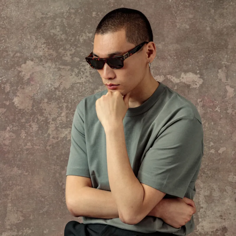 Men's Falck Rectangular Sunglasses in Tortoiseshell sold by Linda Farrow