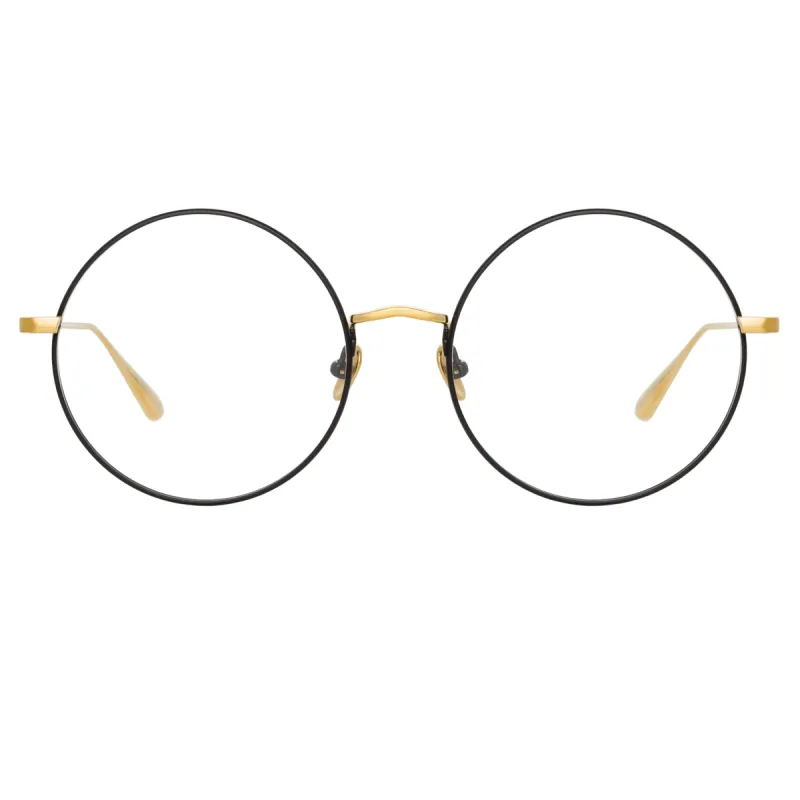 Bea Round Optical Frame in Yellow Gold sold by Linda Farrow