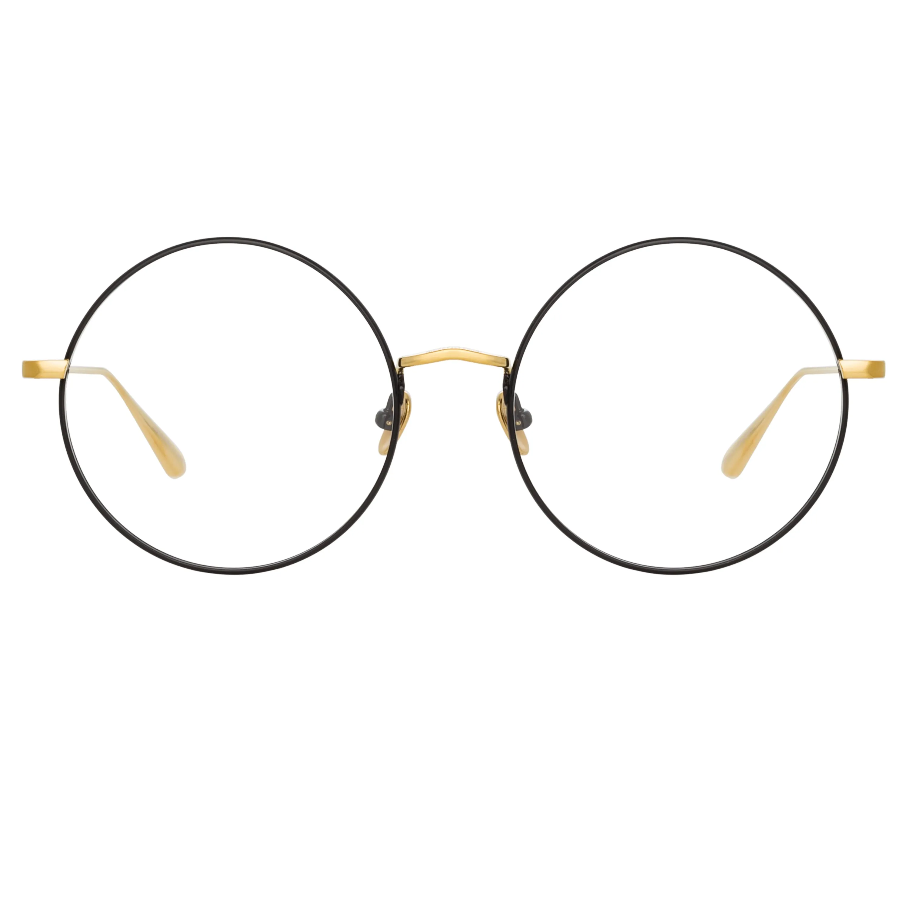 Bea Round Optical Frame in Yellow Gold sold by Linda Farrow