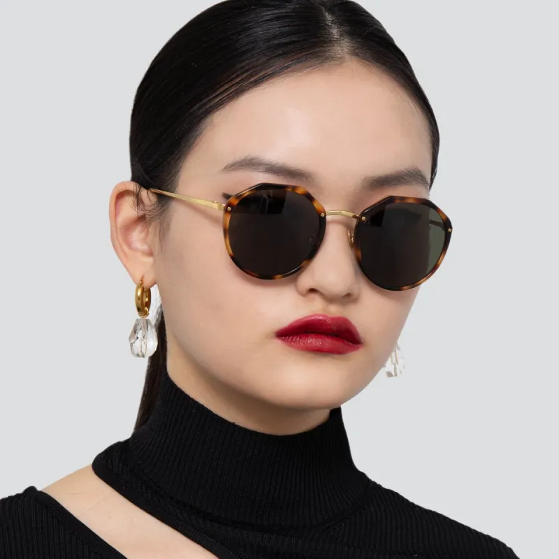 Reynolds Angular Sunglasses in Tortoiseshell sold by Linda Farrow