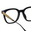 Men's Evans Optical D-Frame in Black and Yellow Gold sold by Linda Farrow