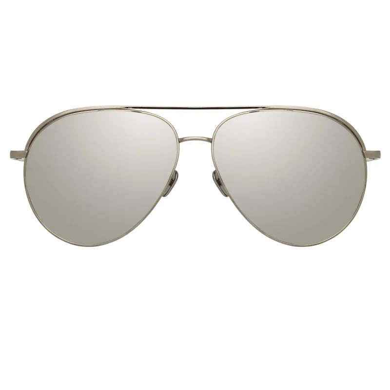 Roberts Aviator Sunglasses in White Gold and Platinum sold by Linda Farrow