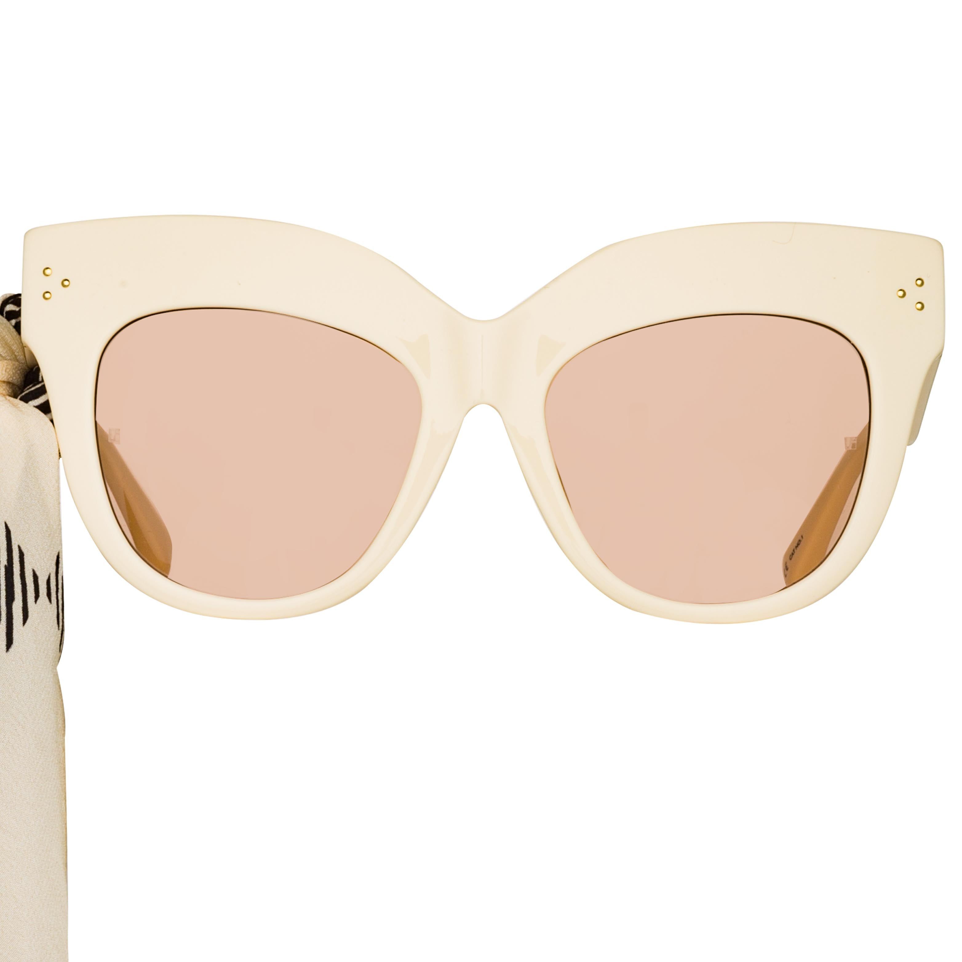Dunaway Oversized Sunglasses in Cream sold by Linda Farrow