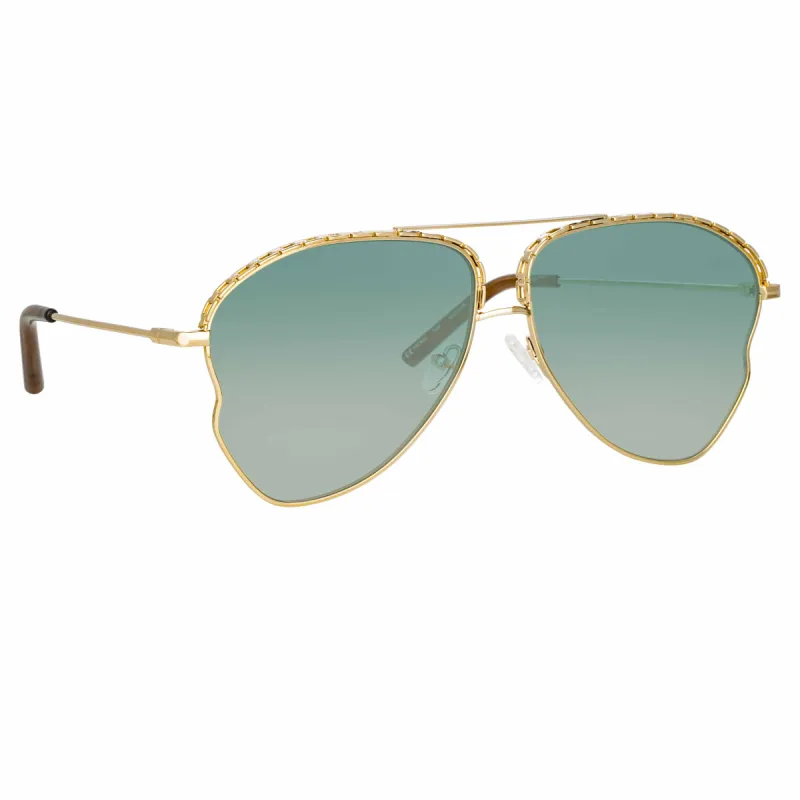 Matthew Williamson Lupin Sunglasses in Light Gold and Green sold by Linda Farrow
