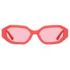 The Attico Irene Angular Sunglasses in Coral sold by Linda Farrow