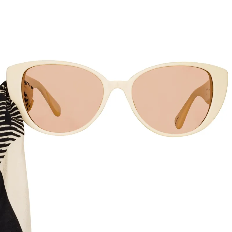 Sarandon Cat Eye Sunglasses in Cream sold by Linda Farrow