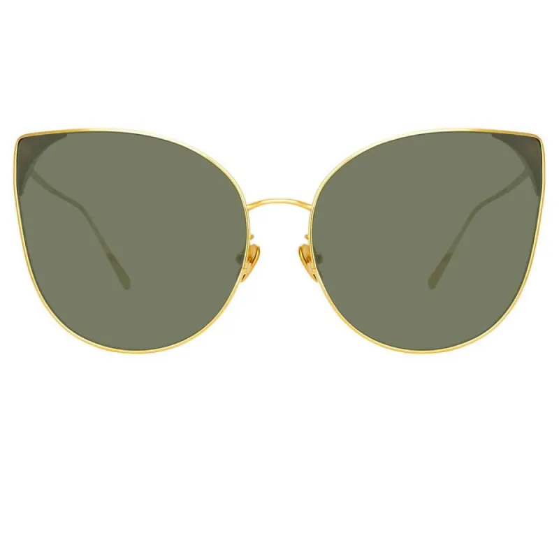 Flyer Cat Eye Sunglasses in Yellow Gold sold by Linda Farrow
