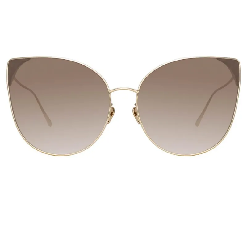 Flyer Cat Eye Sunglasses in Yellow Gold sold by Linda Farrow