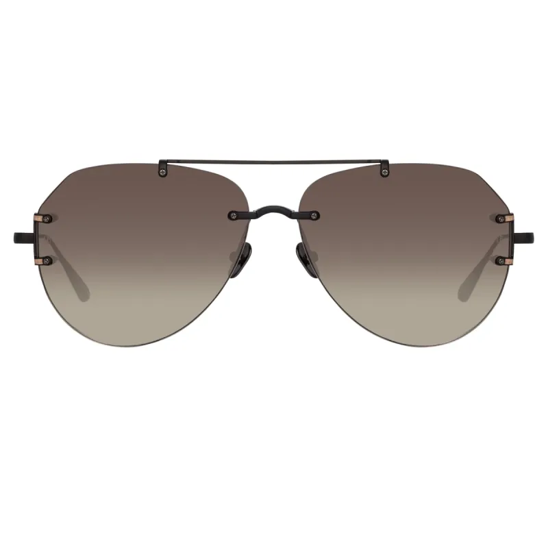 Duit Aviator Sunglasses in Black sold by Linda Farrow
