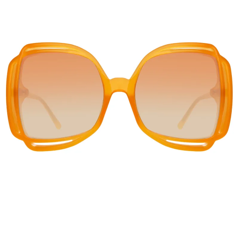 Valentina Squared Sunglasses in Orange sold by Linda Farrow