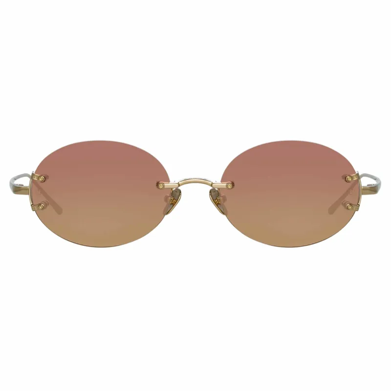 Knight Oval Sunglasses in Light Gold sold by Linda Farrow