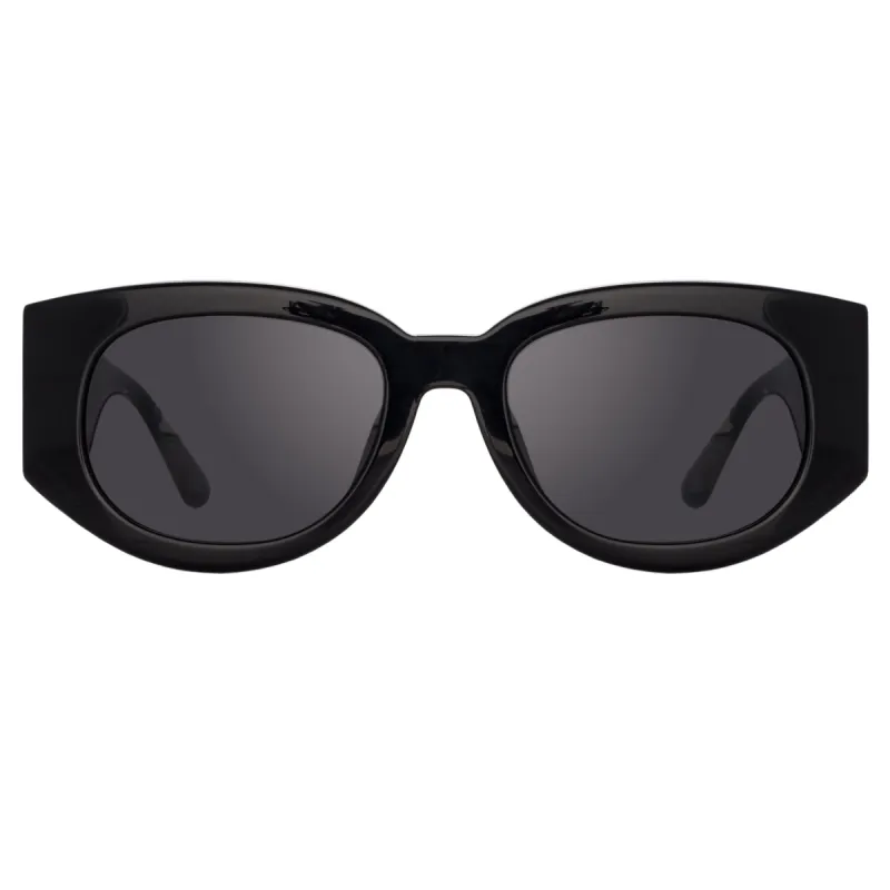Debbie D-Frame Sunglasses in Black and Crystal Temples sold by Linda Farrow