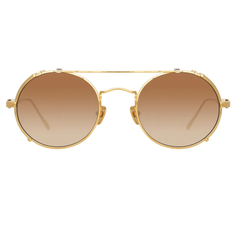 Jimi Oval Sunglasses in Yellow Gold sold by Linda Farrow