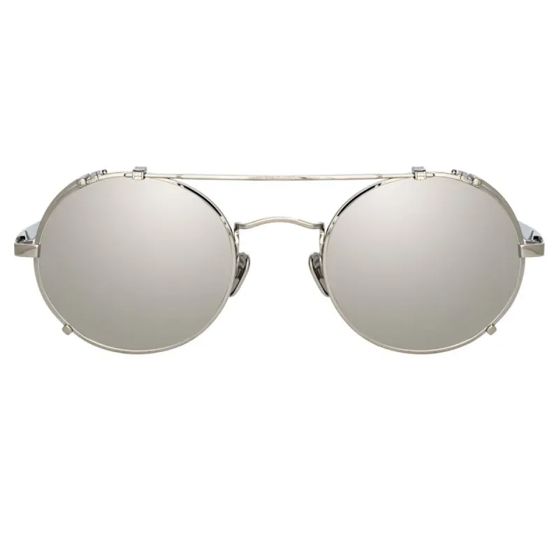 Jimi Oval Sunglasses in White Gold sold by Linda Farrow