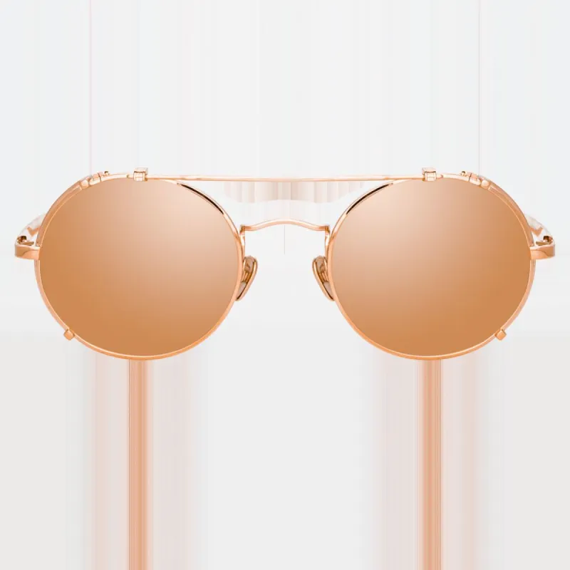Jimi Oval Sunglasses in Rose Gold sold by Linda Farrow