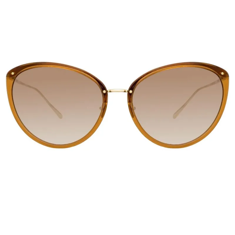 Angelica Cat Eye Sunglasses in Brown sold by Linda Farrow