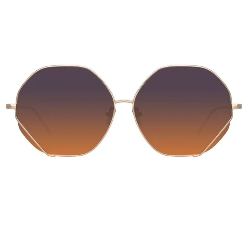 Fawcet Hexagon Sunglasses in Light Gold sold by Linda Farrow