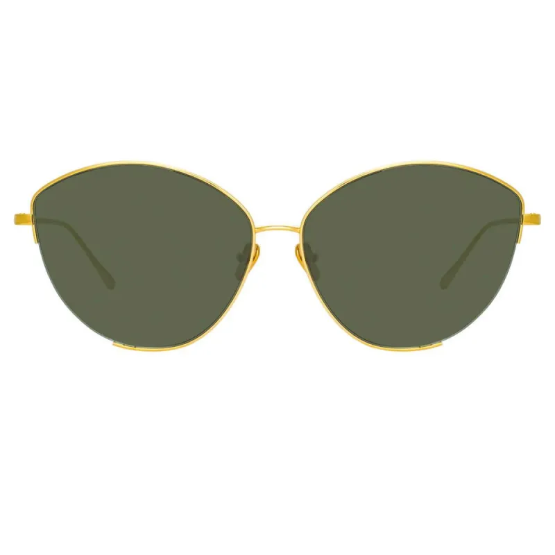 Ella Cat Eye Sunglasses in Yellow Gold sold by Linda Farrow