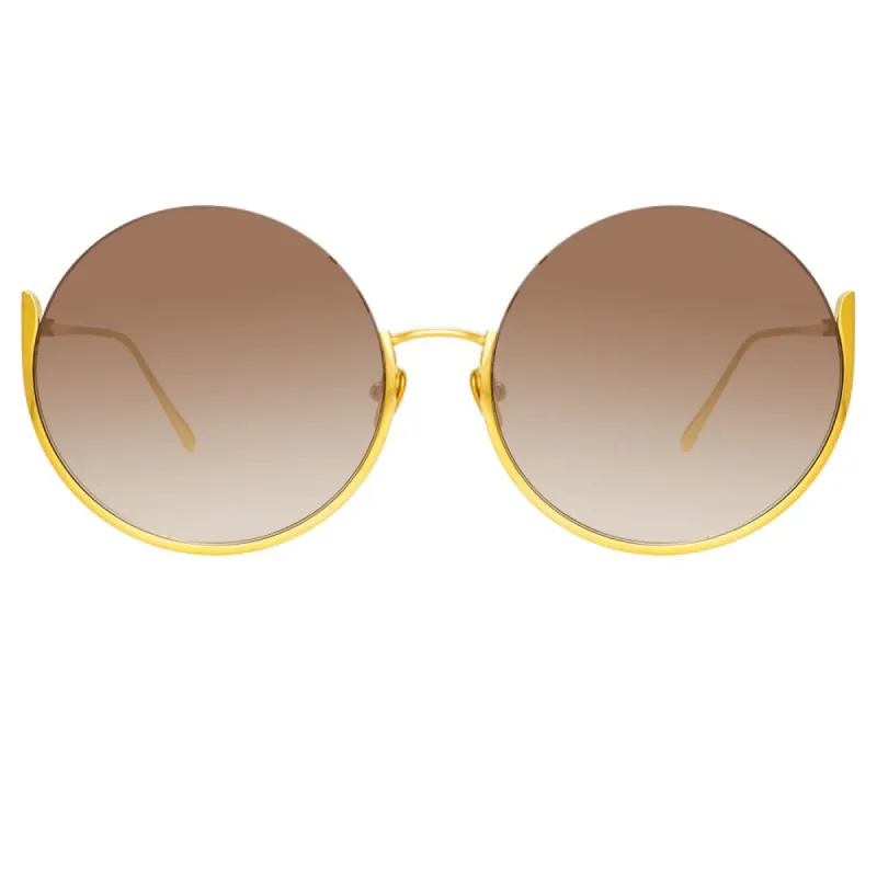 Olivia Round Sunglasses in Yellow Gold sold by Linda Farrow