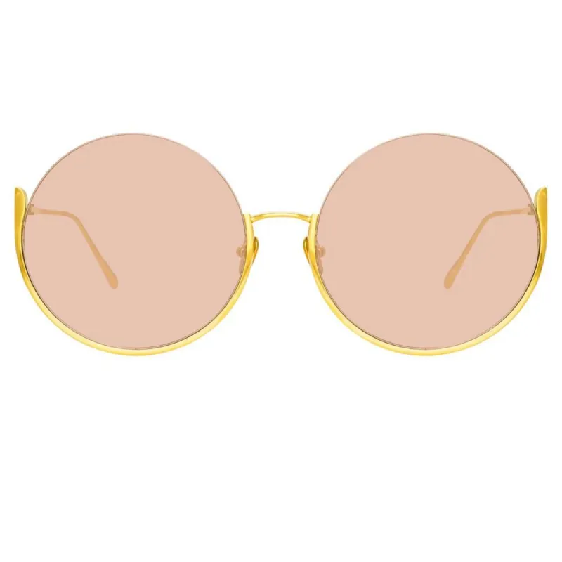 Olivia Round Sunglasses in Yellow Gold sold by Linda Farrow