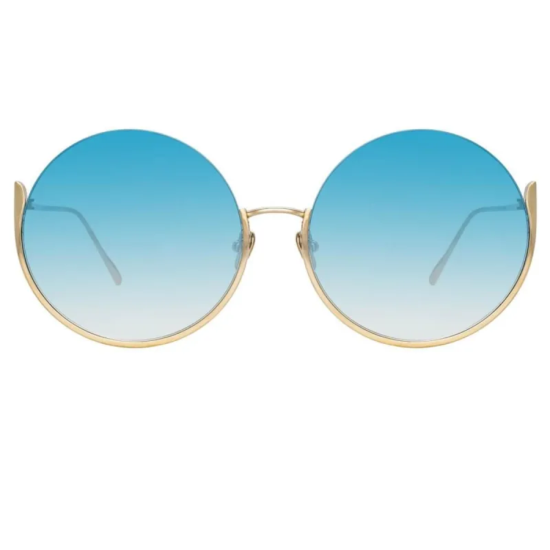Olivia Round Sunglasses in Light Gold sold by Linda Farrow