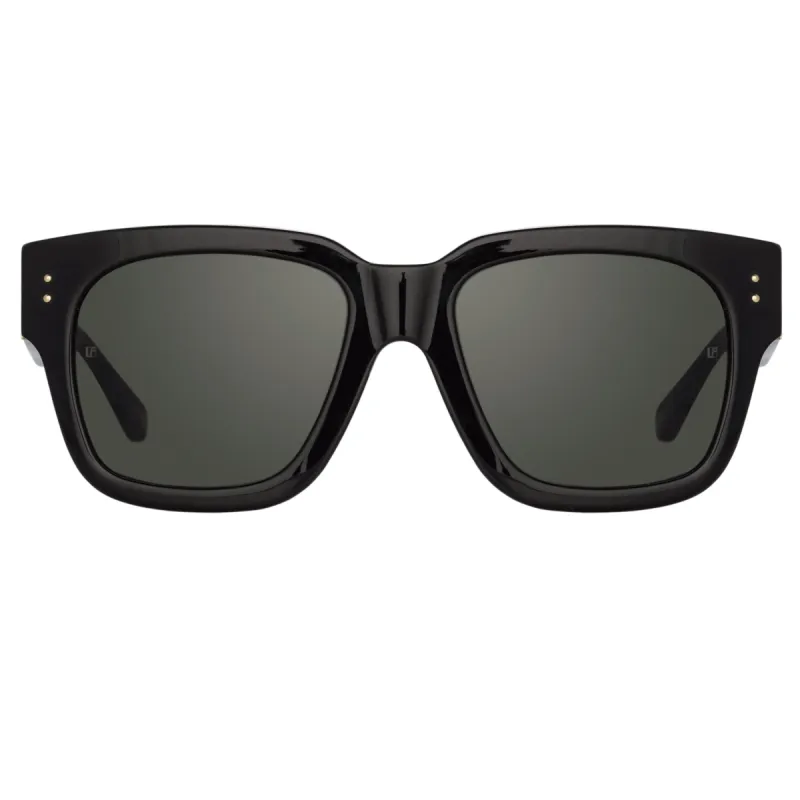 The Amber | D-Frame Sunglasses in Black (C1) sold by Linda Farrow