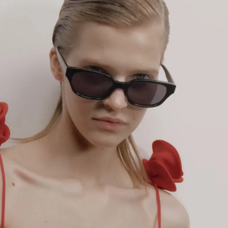 Magda Butrym Cat Eye Sunglasses in Black and Grey sold by Linda Farrow