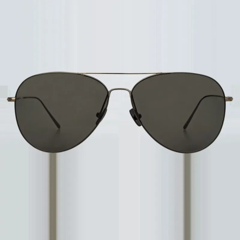 Lloyds Aviator Sunglasses in Nickel sold by Linda Farrow