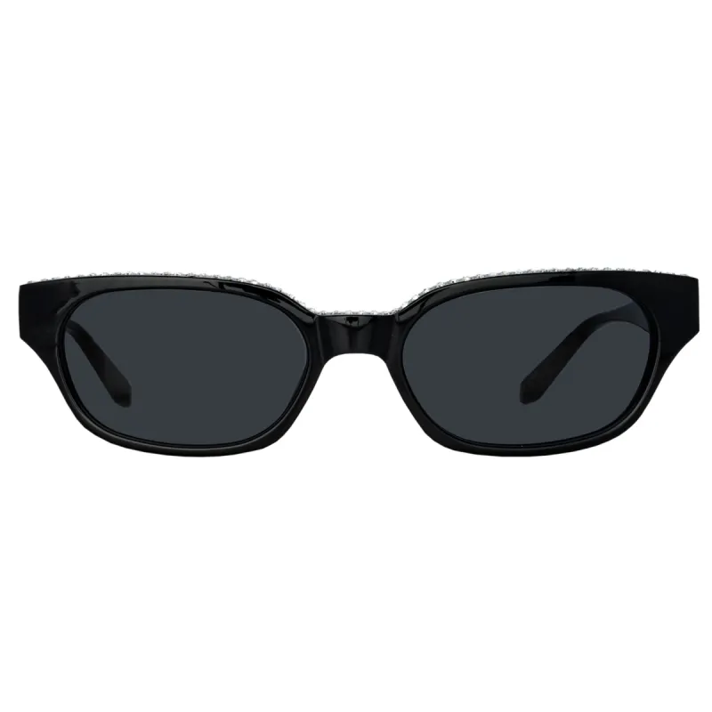 Magda Butrym Cat Eye Sunglasses in Black and Crystal sold by Linda Farrow
