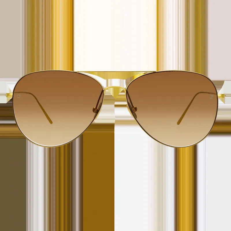 Lloyds Aviator Sunglasses in Light Gold sold by Linda Farrow