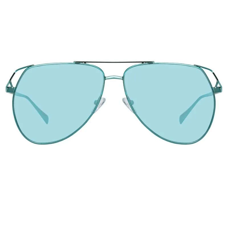 The Attico Telma Aviator Sunglasses in Mint sold by Linda Farrow